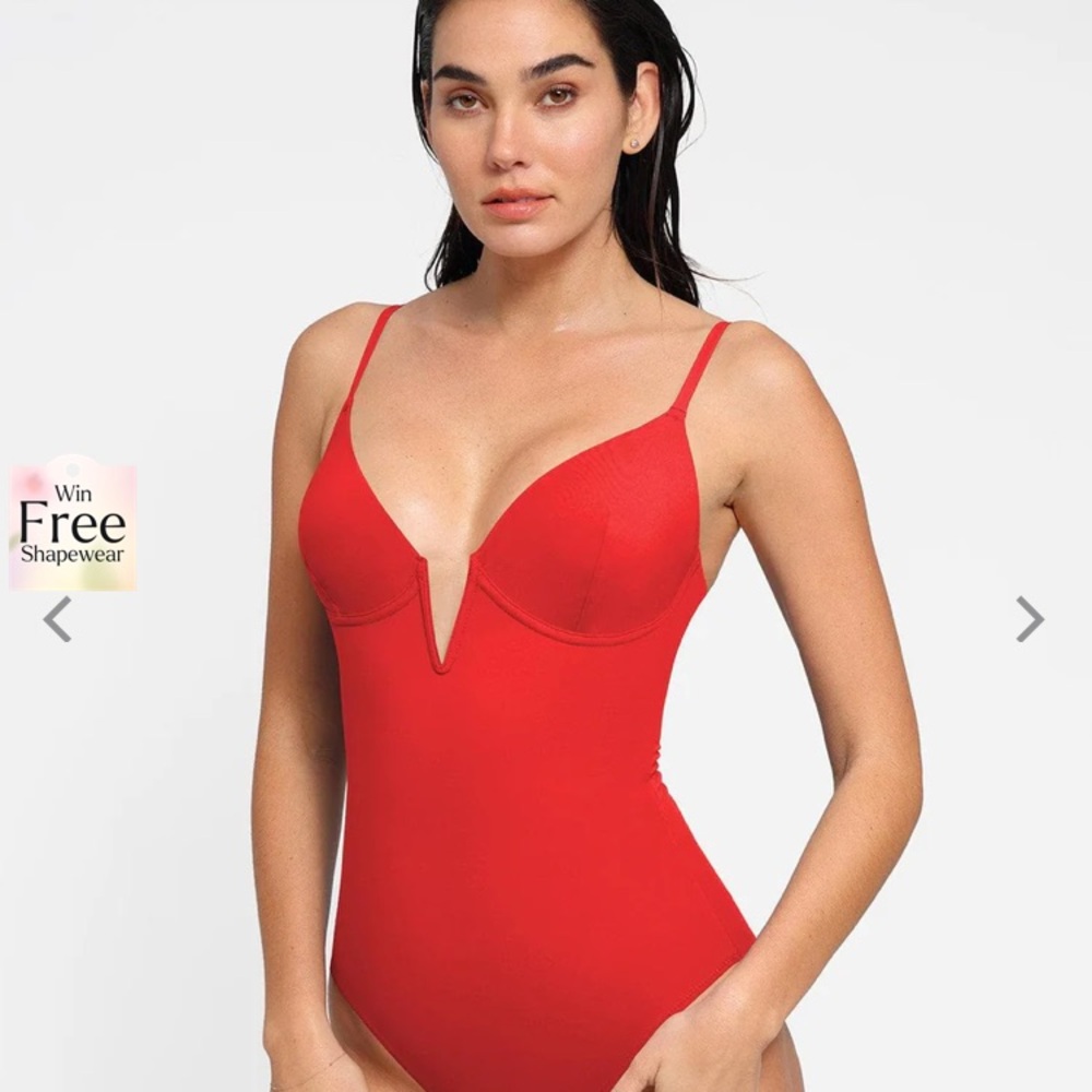 Red Plunge Swimsuit